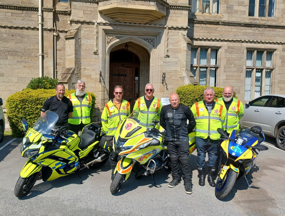 Blood bikes at Warwickshire Police HQ June23 3 bikes
