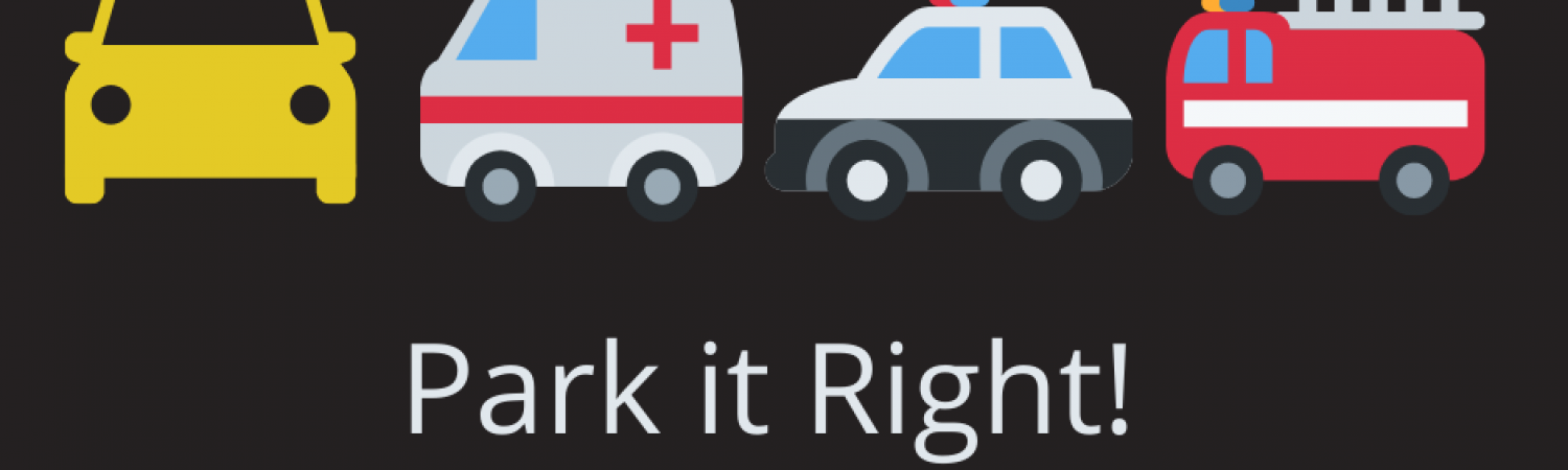 Cartoon with car, police car, ambulance and fire engine