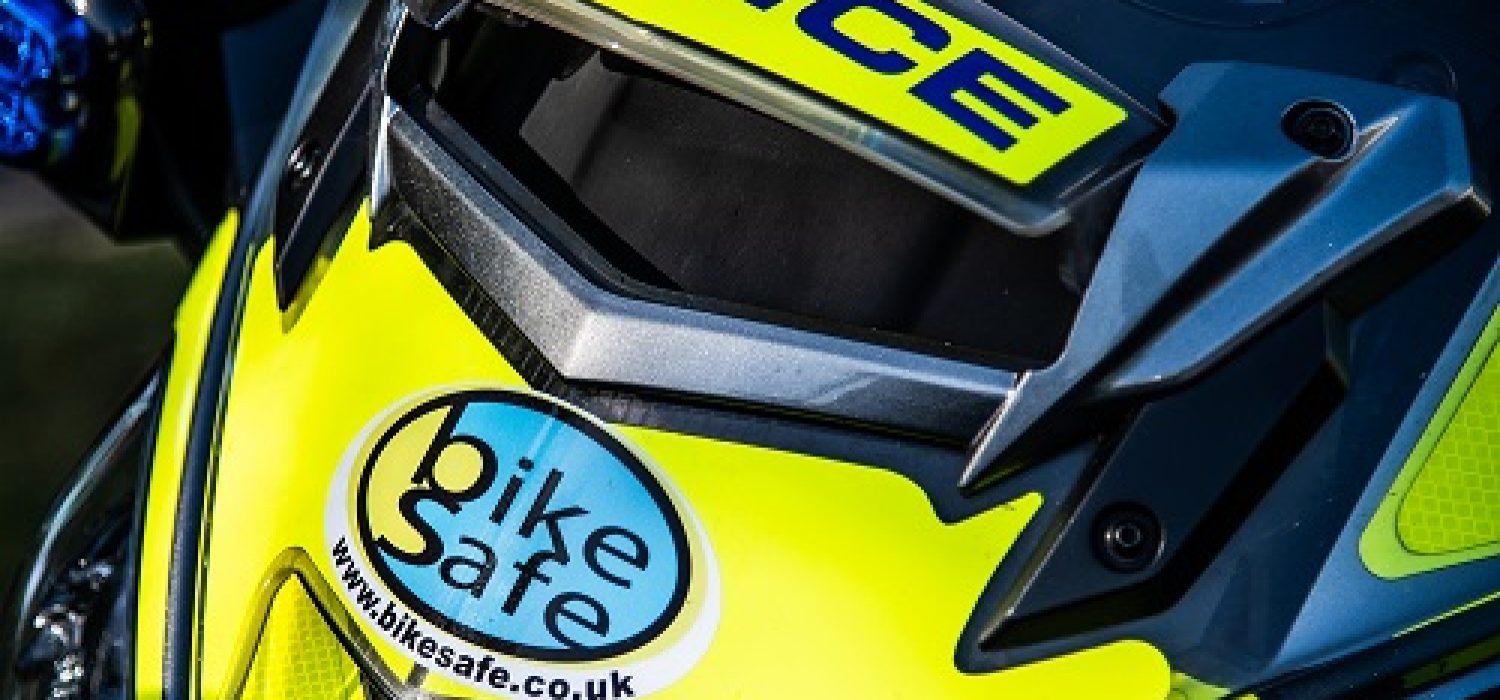 police bike with Bikesafe sticker CAROUSEL